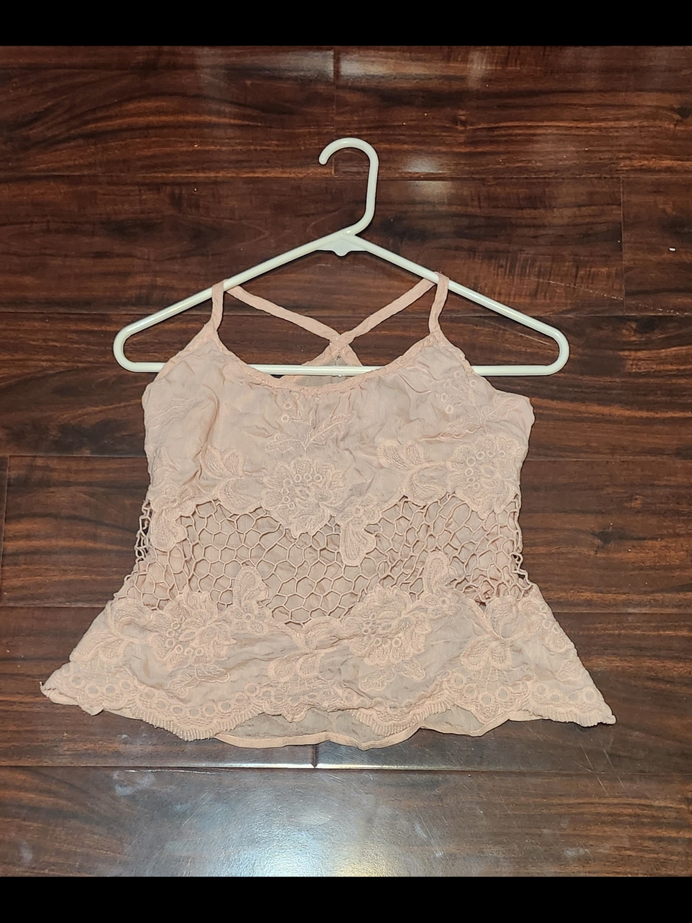 Women's Lace Crochet Tank Top - Blush Pink